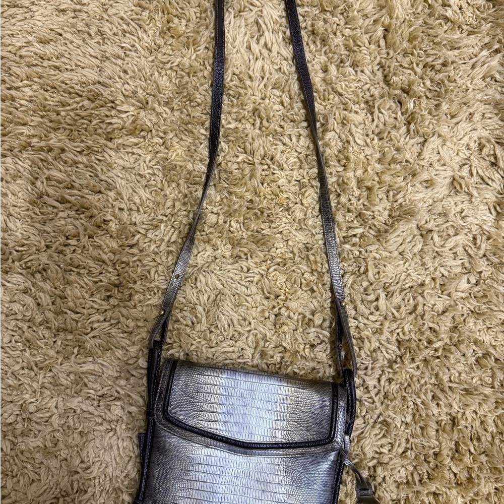 Silver Textured Crossbody Bag